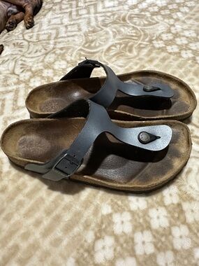 Birkenstock Black T-Strap Sandals with Buckle